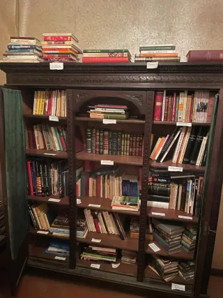 Mueble biblioteca antiguo con libros incluidos