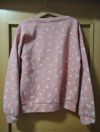 Sudadera niña rosa corazón flores CyA