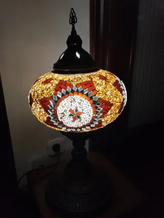 Lámpara turca artesanal cristal y metal