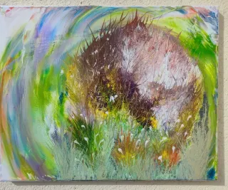 Pintura original de plumas abstractas