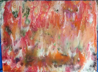 Pintura original de plumas abstractas