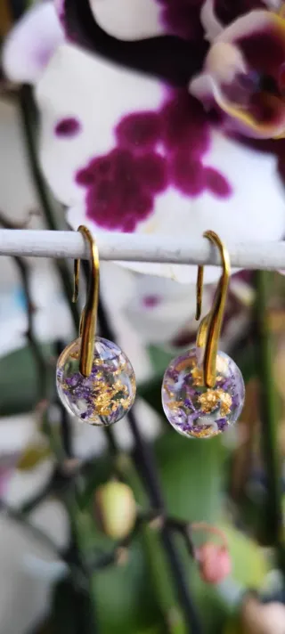 Pendientes Erodium y pan de oro