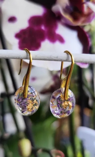 Pendientes Erodium y pan de oro