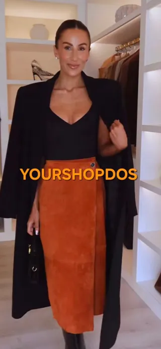 Falda Zara Piel Cruzada Naranja T/S