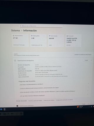 PC Asus 8GB RAM + SSD + Monitor MSI ordenador