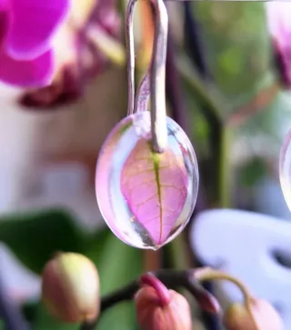 Pendientes hoja buganvilla morada