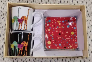 Conjunto 2 chávenas de chá e 2 pires Gato Preto