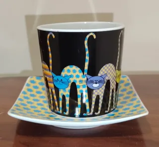 Conjunto 2 chávenas de chá e 2 pires Gato Preto