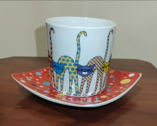 Conjunto 2 chávenas de chá e 2 pires Gato Preto