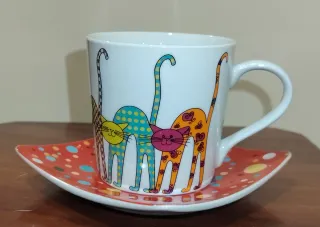 Conjunto 2 chávenas de chá e 2 pires Gato Preto