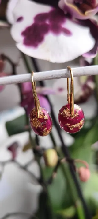 Pendientes Rosa Roja y Pan de Oro