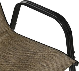 Conjunto de 4 Sillas de Jardín Apilables de Ahorro de Espacio, Sillas de Exterior con Brazos de Metal y Tela Transpirable, Marrón