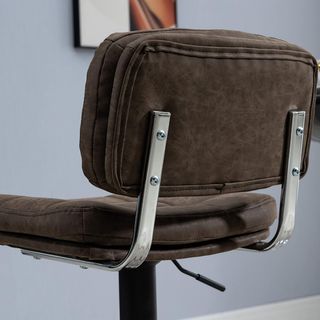 Conjunto de 2 Taburetes de Bar Modernos y Giratorios con Respaldo y Reposapiés, Taburetes de Cocina con Altura Ajustable, Tapizado en Cuero PU y Acolchado, 41.5X45X85-107Cm