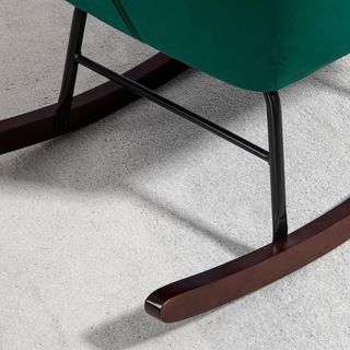 Silla mecedora de terciopelo con respaldo alto, silla mecedora con cojín y reposabrazos para salón y dormitorio, verde