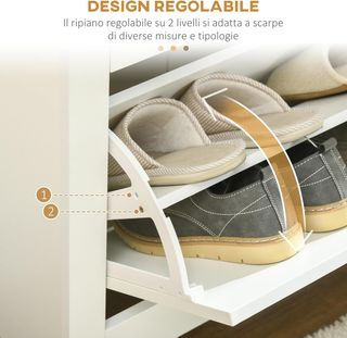 Zapatero Compacto Slim Con 3 Puertas Abatibles, Zapatero de Entrada Con Estantes Regulables en 2 Niveles y Base Elevada, Porta Zapatos para 18 Pares Con Manija Empotrada, 72X26X112 Cm, Blanco