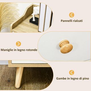 Credenza de Salón en Madera Con 3 Cajones Y 2 Armarios a 2 Niveles, Mueble de Salón Moderno Y Multiusos para Cocina, Comedor Y Sala de Estar, 90X32X80 Cm, Blanco Y Color Madera