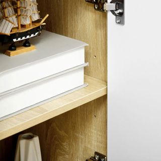 Credenza de Salón en Madera Con 3 Cajones Y 2 Armarios a 2 Niveles, Mueble de Salón Moderno Y Multiusos para Cocina, Comedor Y Sala de Estar, 90X32X80 Cm, Blanco Y Color Madera