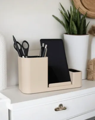 Organizador de Escritório Bege e Preto