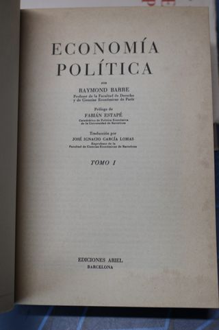 Economía Política. Raymond Barre. Ed, Ariel, 1967.