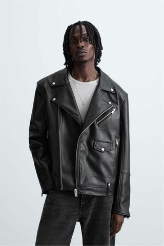 Cazadora Biker Piel Hombre Talla L. Nueva.