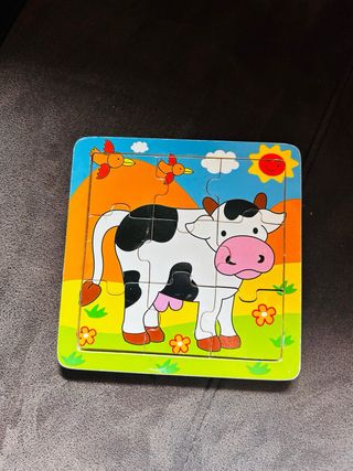 Puzzle de Madera Cebra, gato, vaca, cerdo, león