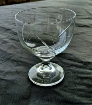 Juego 6 copas y bandeja de cristal