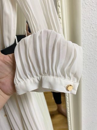 Vestido largo Zara plisado blanco