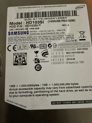 Disco Duro Samsung HD103SI 1TB Sata