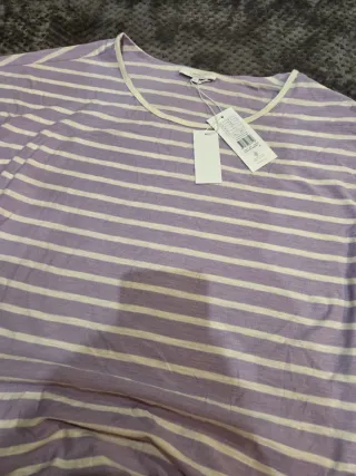Camiseta premamá Noppies rayas morado/blanco T.M