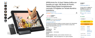XP-Pen Artist Pro 16 Gen 2 Nueva
