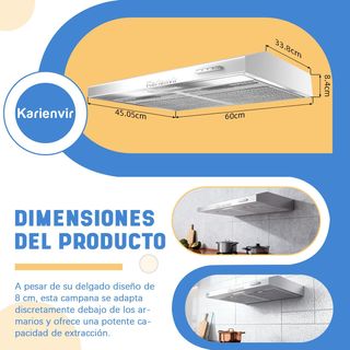 Karienvir campana 200m³ h LED A++ 3 Niveles DUAL