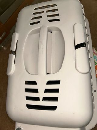 Transportín para mascotas gris y blanco