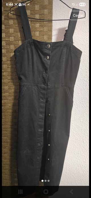 Vestido Peto Vaquero Negro Bershka