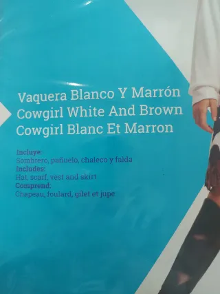 Disfraz Vaquera. Talla 5-6