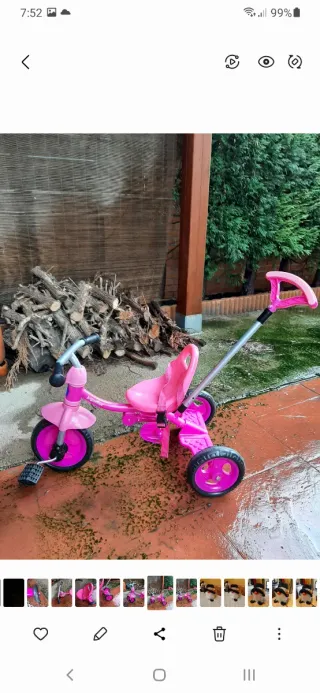 Triciclo niña rosa con empujador