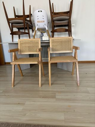 Conjunto 2 Sillas Madera y Ratán