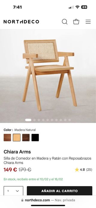 Conjunto 2 Sillas Madera y Ratán