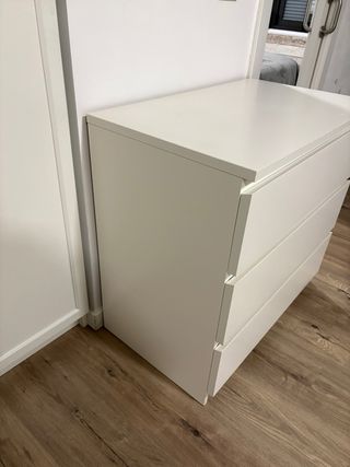 Cómoda Malm Ikea 3 cajones blanca