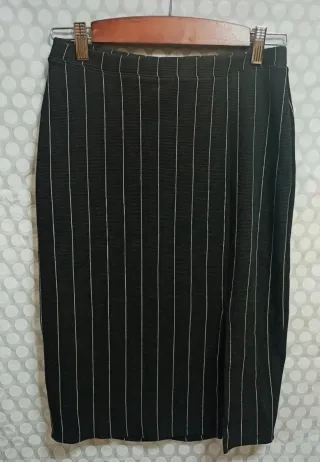 Falda ejecutiva Shana de rayas, negro y blanco/ M