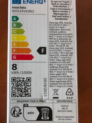 Amazon Basics Smart Bombilla led multicolor, casquillo E27, 8W (equivalente a 60W), funciona solo con Alexa, 1 paquete