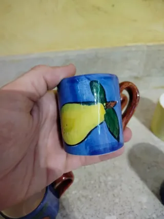 Juego de 6 tazas de cerámica con frutas