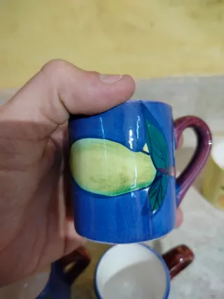 Juego de 6 tazas de cerámica con frutas