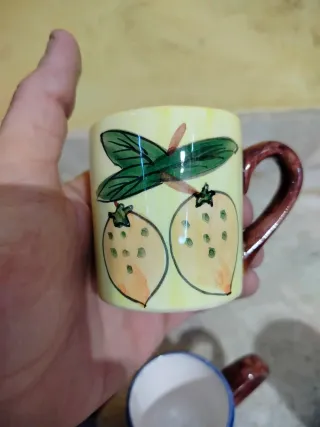 Juego de 6 tazas de cerámica con frutas