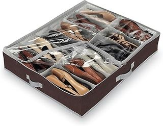 Domopak - Organizador de calzado para debajo de la cama (tamaño grande, 12 compartimentos), color marrón