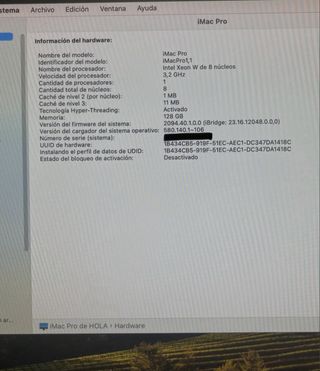 iMac Pro 5K · 128 GB RAM · SSD 1 TB ·