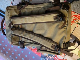 Mochila Lona Casual Viaje Marrón Verde