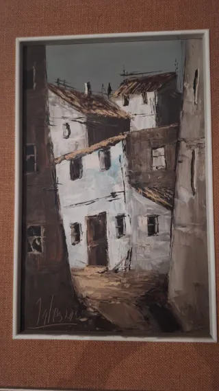 Cuadro Escena Pueblo óleo