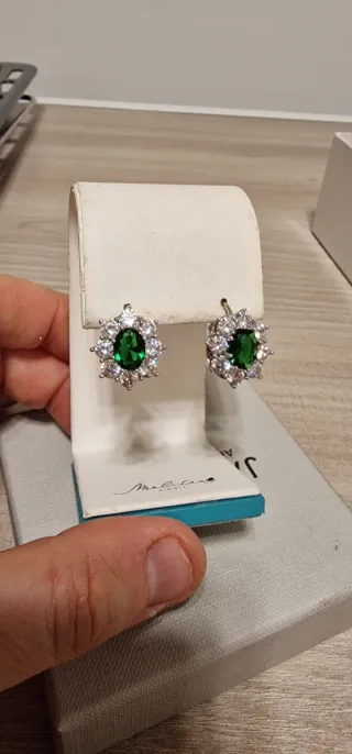 Orecchini Argento Pietra Verde