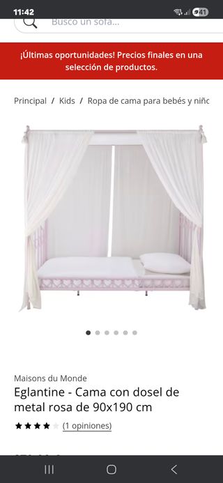 Cama infantil Maison du Monde rosa metal