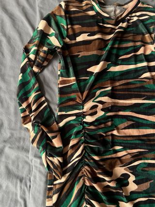 Vestito Y2K fantasia marrone/verde